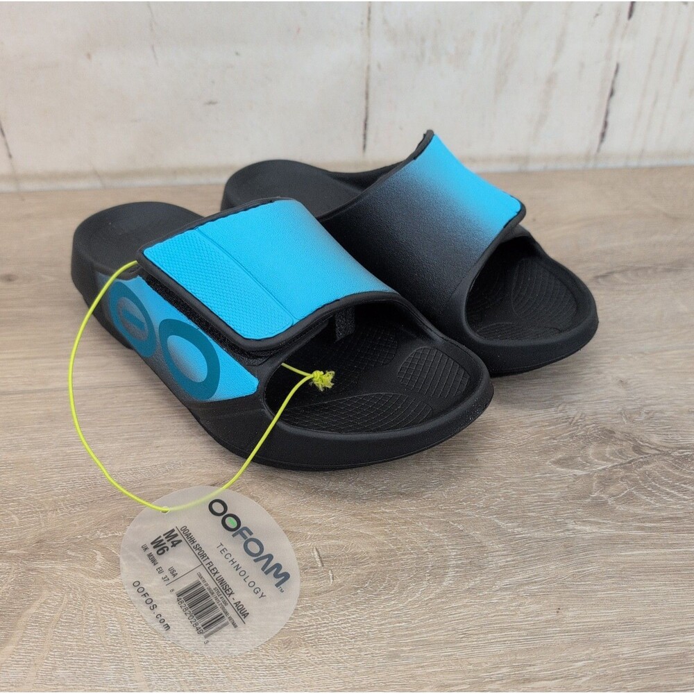 OOFOS OOAHH Sport Flex Recovery Slide Sandal Aqua Mens Size 4 / Women's 6  New